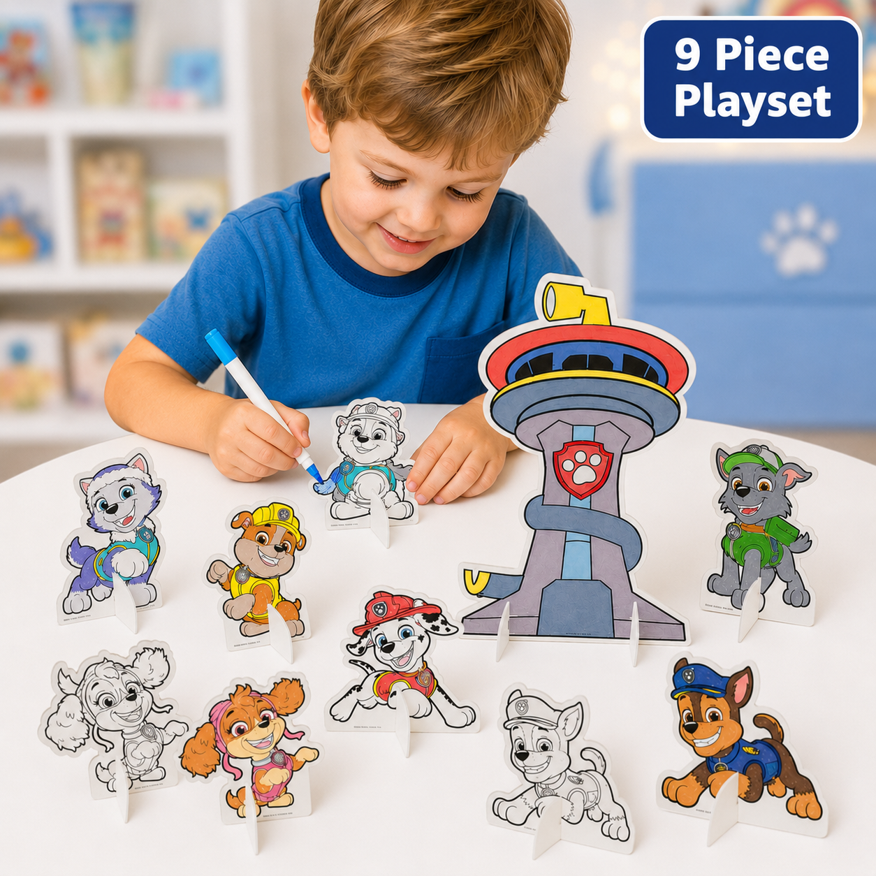 Paw Patrol 9pc Stand Up Colour-In Playset